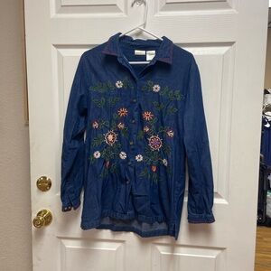 EUC VTG Women’s Bobby Brooks Embroidered Denim Shirt Sz M